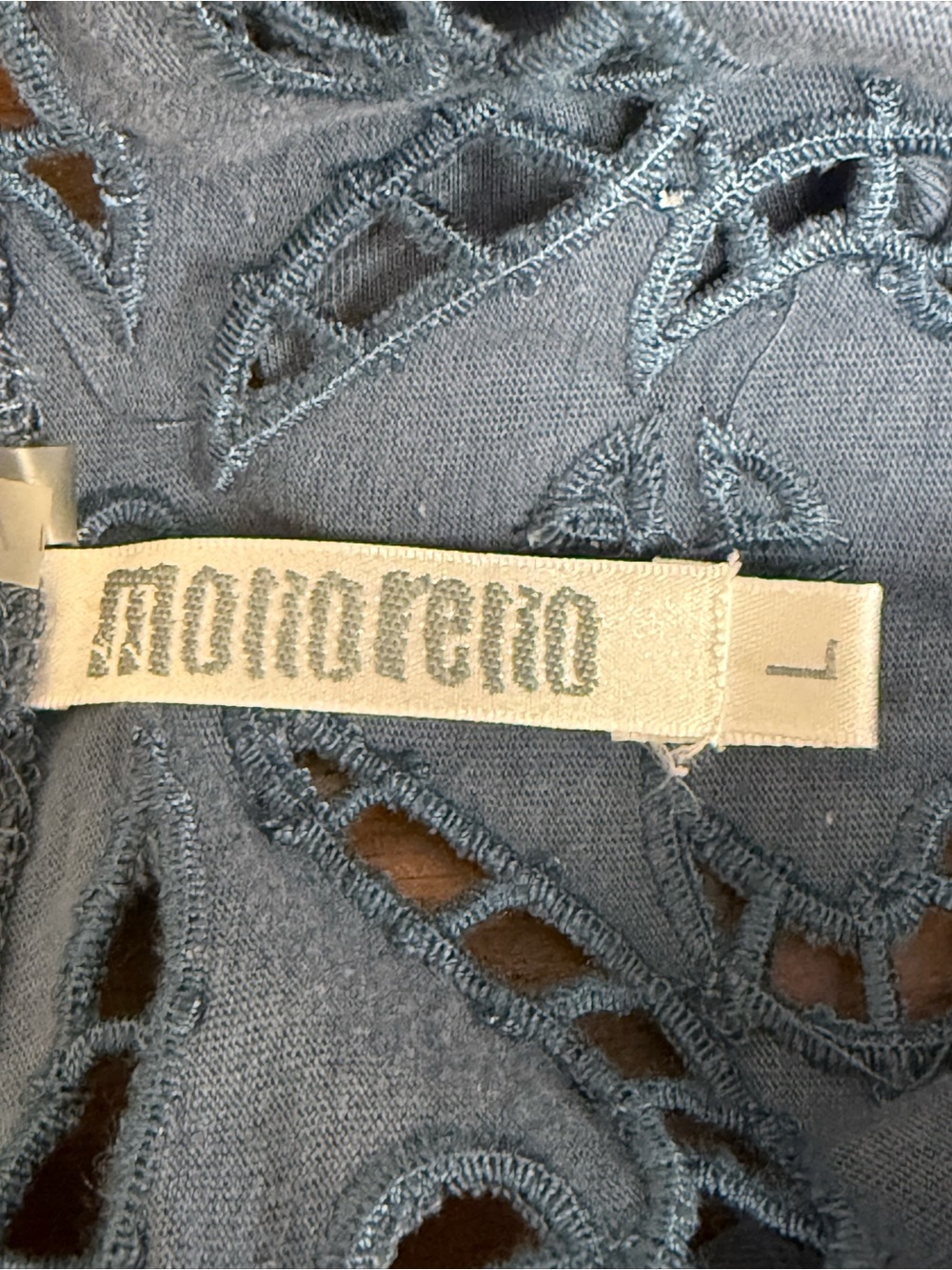 Monoreno L Slate Blue Embroidered Cutout Long Sleeve Boho Tunic Top Artsy - Picture 8 of 11